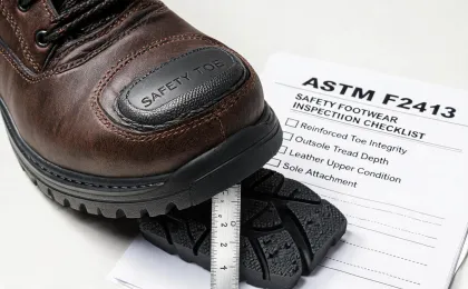 Safety footwear with toe cap inspection