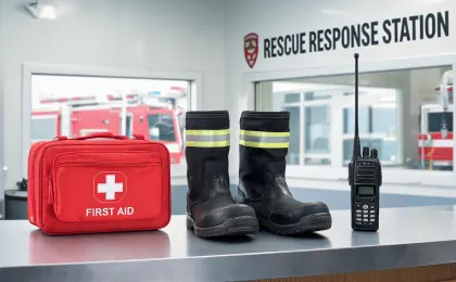 First aid station and response boots